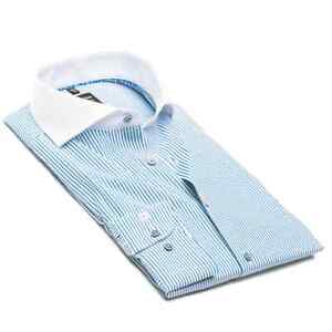 Olymp Luxor Men's Business / Formal Body Fit Stripe Shirt Blue rrp £59