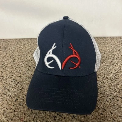 Realtree Trucker Hat Cap Antler Hunting Outdoor Snapback Hat Blue/White   - Image 1 of 4