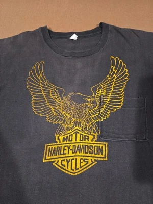 Vintage Harley Davidson T Shirt 70s 80s Sz M Single Stitch Quincy IL Faded - Image 1 of 4