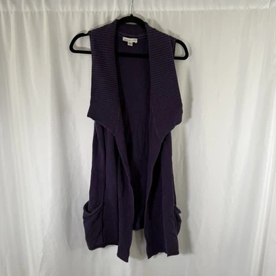 Cárdigan largo Coldwater Creek para mujer XS púrpura tejido sin mangas lana cachemir azul Foto 1 de 4