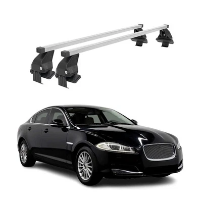 Portaequipajes barras transversales de techo lisas para Jaguar XF 2009-2015 gris 2 piezas Foto 1 de 4