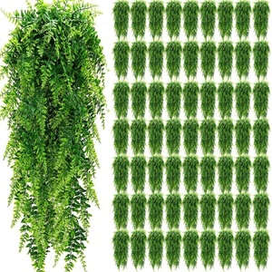 64 Pcs Artificial Hanging Plants 32 Inch Hanging Boston Ferns Plastic Fake Pl... - Picture 1 of 7