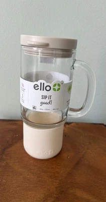 Taza de viaje de vidrio Ello 18 oz con mango soporte de silicona nueva con etiquetas Foto 1 de 4