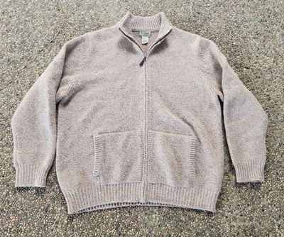 LL Bean 100% Lambswool Knit Men's Sweater Size XL Reg Light Brown  - Image 1 of 4