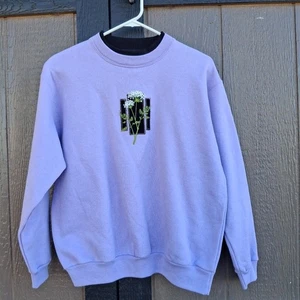 Sudadera Pullover Top Stitch by Morning Sun Púrpura Floral Bordada Pequeña M - Imagen 1 de 8