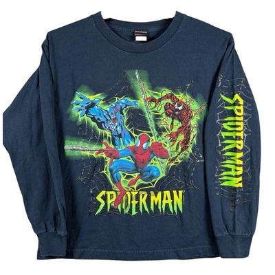 Vintage Spiderman Youth Large Long Sleeve Shirt Graphic Print Y2K ‘02 Venom - Image 1 of 4