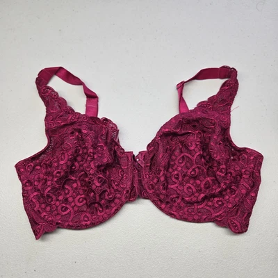 Bali Women Bra 34D Magenta Underwired Lace Bow Strap Unlined - Image 1 of 4