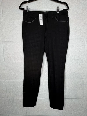 White House Black Market Skinny Ankle Pants Sz 8 Black Houndstooth Zip Hem NWT - Image 1 of 4