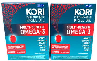 (2) Kori Multi-Benefit Omega-3 Dietary Supplement Sealed 28 Softgels Ea Exp 4/26 - Image 1 of 3