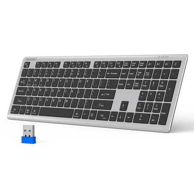 Bluetooth Keyboard Rechargeable, 4-Device Free Switching (2.4G+BT), Ultra-Sli... - Image 1 of 4