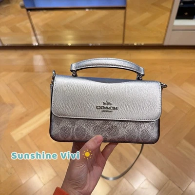 Bolso Coach Mini Josie con asa superior nuevo con etiquetas en lona exclusiva CCK68 gris/plateado Foto 1 de 4