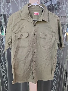 WRANGLER GREEN MEDIUM COTTON BUTTON UP COLLARED SS SHIRT 40" CHEST - Picture 1 of 7