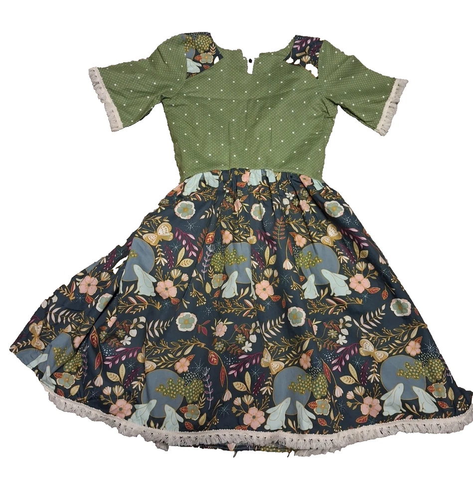 Vestido verde otoño hecho en casa ¡tan lindo! Talla 6 Foto 1 de 4