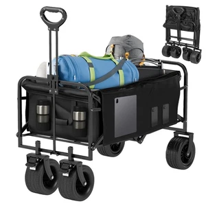 Heavy-Duty Folding Cart Trolley Wagon for Beach Camping Garden 150KG/330LBS - Picture 1 of 12
