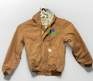 Carhartt FR Jacket Mens Size Small Brown Hooded With Embroidered Logo - Picture 1 of 6