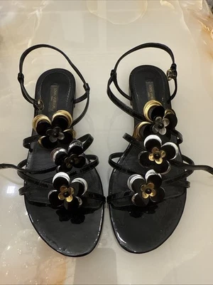 Женские босоножки Louis Vuitton модель Mules плоские цветочный узор кожа размер ЕС 37 87616K подлинные - Изображение 1 из 2