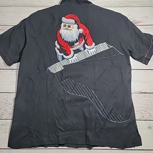 Tori Richard Men's Large 100% Silk Christmas Santa Shirt Holiday 2006 Collection - Picture 1 of 9