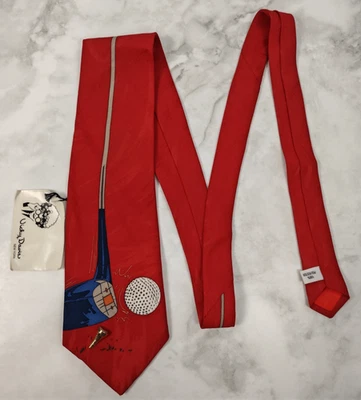 Corbata de golf Vicky Davis roja 3,75" ancho 57" largo informal formal nueva con etiquetas Foto 1 de 4