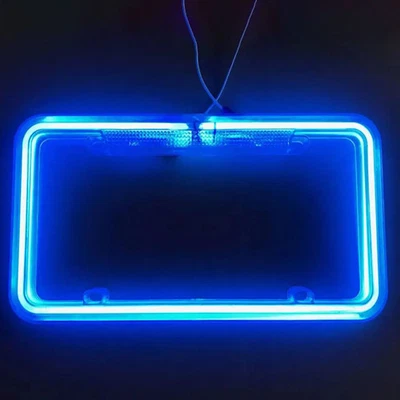 12V Universal Azul Coche LED Pickup Neón Marco Placa Delantero Trasero Etiqueta Cubierta Foto 1 de 4