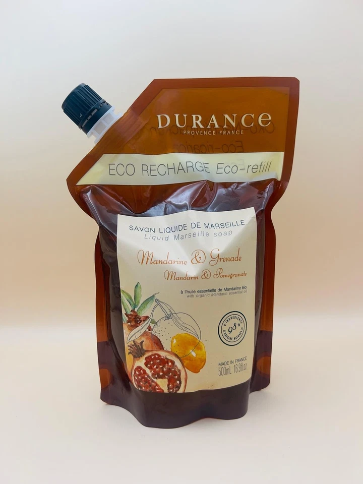 Durance Marseiller Flüssigseife Mandarine &Granatapfel 500ml Öko-Nachfüllpackung - Bild 1 von 2