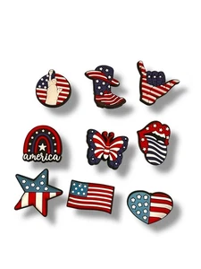 9 Piezas Patriotismo Americano 4 de Julio Bandera Zapatos Dijes para Zuecos Crocs D-1 - Imagen 1 de 4