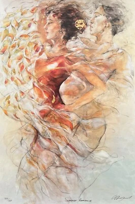 Gary Benfield SUMMER ROMANCE Hand Signed Limited Edition Serigraph Art 25" x 17" - Image 1 of 4
