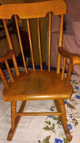 Antique Childs Nichols & Stone Co rocking chair Solid & Beautiful Cover