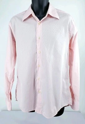 Camisa de vestir Ermenegildo Zegna para hombre talla 16 41 rosa diamante con textura abotonada Foto 1 de 4