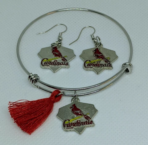 St. Louis Cardinals Baseball jewelry set: Bracelet and Earrings FREE SHIPPING Cover