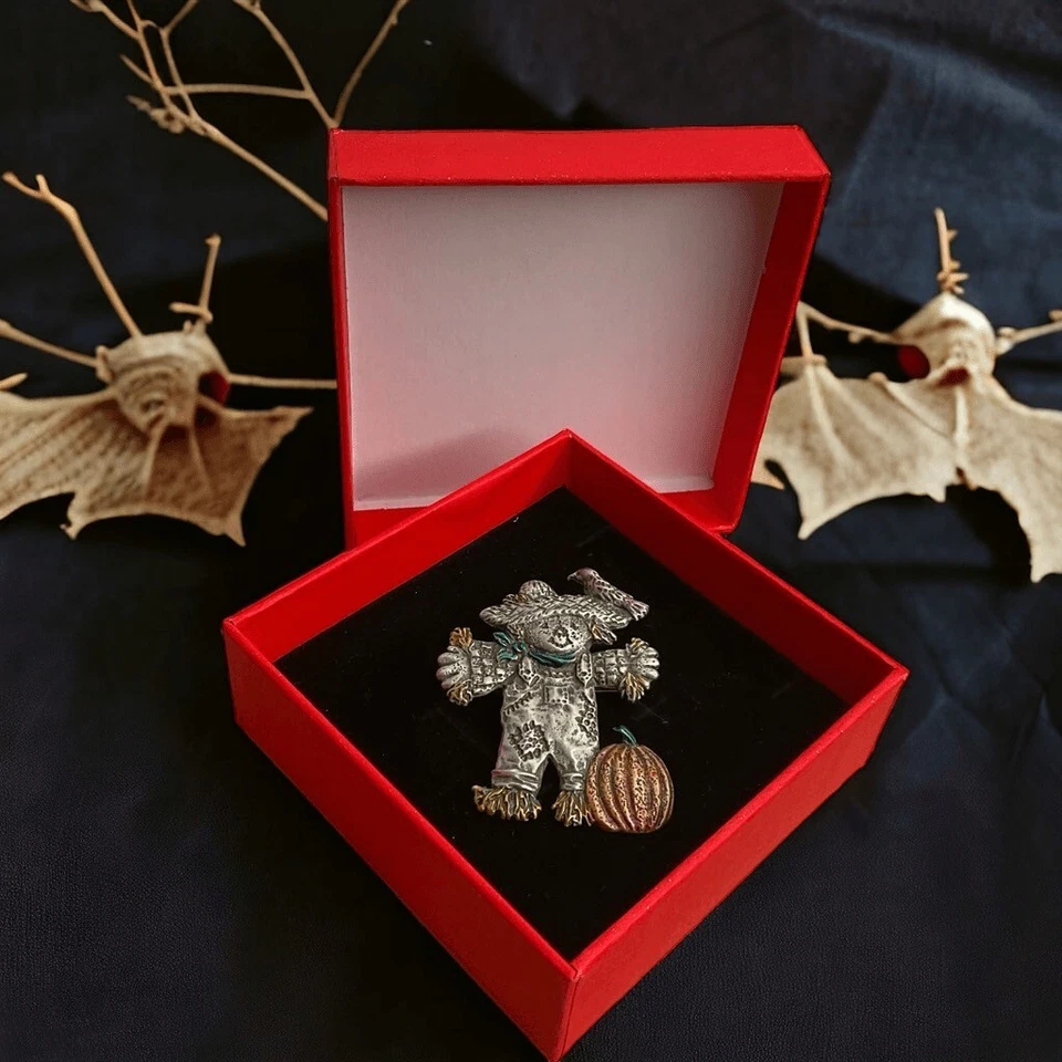 Vintage Spoontiques Brooch/Pin Autumn Fall Pumpkin Bird Crow - Image 1 of 4