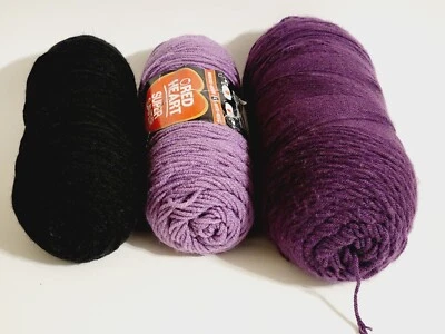 Lote 3 Hilos Acrílicos Super Ahorradores Corazón Rojo, Colores: Lavanda, Negro y Púrpura Foto 1 de 4