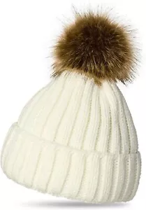 yanibest Damen Wintermütze Warm Strickmütze Winter Pelz, Weiß, one size - Picture 1 of 1