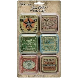 Tim Holtz Idea-ology Tin Tops 6pcs TH94128 - Picture 1 of 3