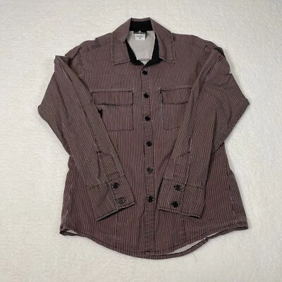 Lip Service Button Up Shirt Men's Medium Grunge Long Sleeve Striped Stretch EUC - Image 1 of 4