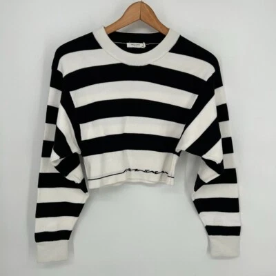 Suéter Rag Bone Mujer Pequeño Blanco Negro Rayas Sharon Recortado Foto 1 de 4