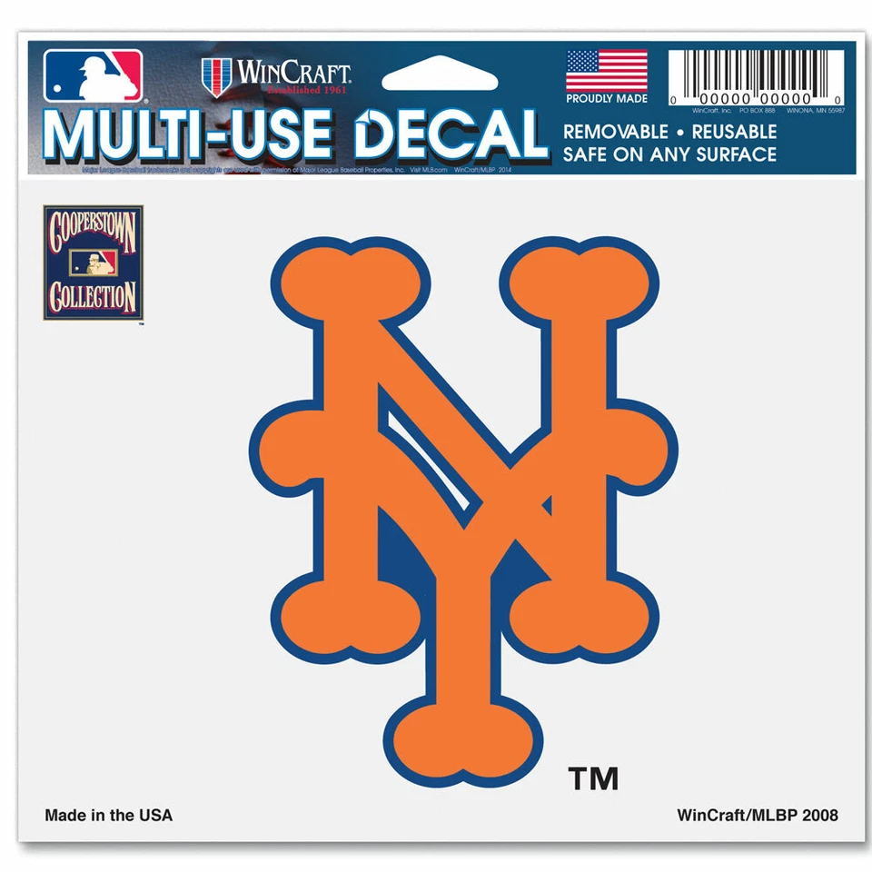 NEW YORK METS COOPERSTOWN COLLECTION MULTI-USE DECAL 5"X6" PERFECT FOR WINDOWS - Image 1 of 1