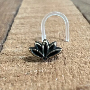 ROSE BRASS 20G NOSE STUD LOTUS FLOWER BIOPLAST NOSE RING EAR 6MM HEAD - Picture 1 of 4