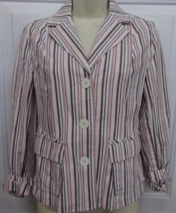 Women's Size 6 Ann Taylor LOFT Pastel Colored Striped Short Coat-Blazer - Picture 1 of 3