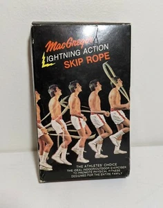 Vintage MacGregor Lightning Action Skip Rope Jump WoodHandle Spring Swivel 8.5ft - Picture 1 of 3