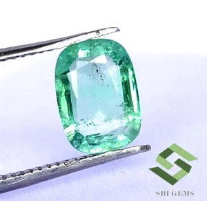 0.99 CTS Certified Natural Emerald Cushion Cut 7.75x5.75 mm Zambia Loose Gems - Afbeelding 1 van 5