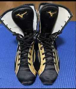 MIZUNO Boxing Shoes Finisher Mid-Cut US9 ( 27.0cm ) Black Gold Line 21GX2350 - Picture 1 of 7