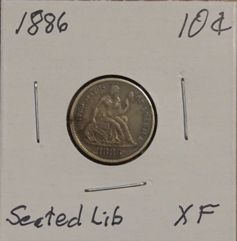 1886 SEATED LIBERTY DIME-10C XF - EXTREMELY FINE SMALL CHIP ON THE RIM Cover