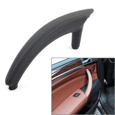 1 Pcs Black ABS Door Trim Pull Handle Left Side Real Leather for BMW X5 X6 E70 - Image 1 of 4