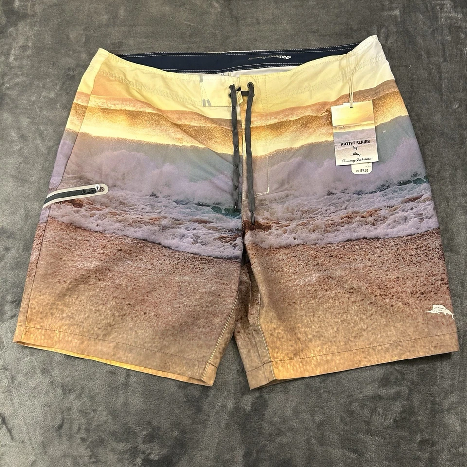 Tommy Bahama Board Shorts Para Hombres 40" Amarillo Azul Molokai Sunset Break Nadar NUEVO Foto 1 de 4