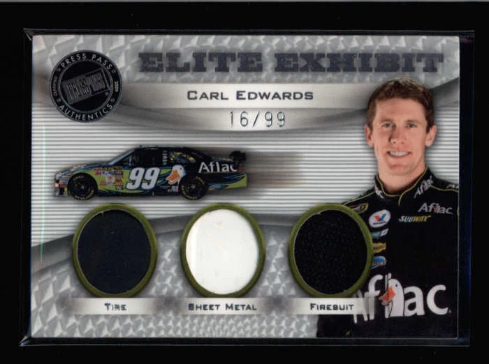 CARL EDWARDS 2009 PRESS PASS SHOWCASE ELITE EXHIBIT TRIPLE RELIC #16/99 AN175 - Image 1 of 1