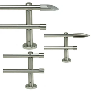 Doppel Gardinenstange Stahl Optik 100 160 200 240 320 360 400 cm (Art. G1622) - Bild 1 von 4