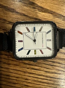 Isaac Mizrahi Live Black Magnetic Mesh Rectangular Adjustable Watch - Picture 1 of 3