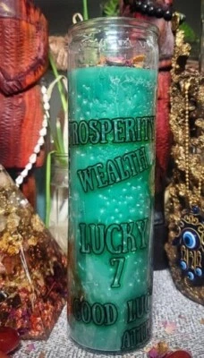 Vela de hechizo de conjuro atracción prosperidad 7 días afortunado con hierbas poderosas Foto 1 de 2