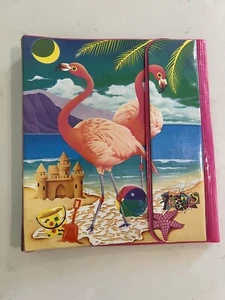 1989 Vintage Lisa Frank Flamingos 3-Ring Binder Trapper Keeper Tri-Fold RARE - Picture 1 of 10
