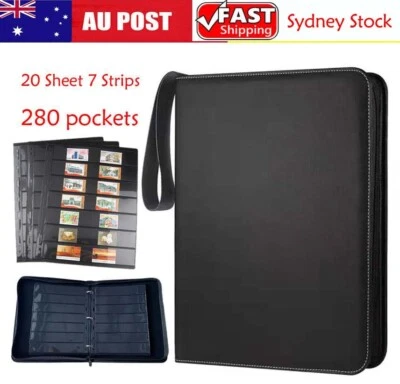 AU Stamp Album Stock 20 Sheets 7 Strips Capacity Storage Capacity 9 Binder Holes - image 1 of 4